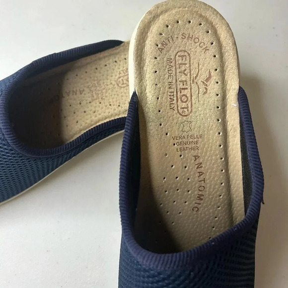 COPY - Fly Flot Made in Italy Womens Navy Mesh Clogs Anatomic Anti Shock Sz 8 3… - Picture 2 of 7